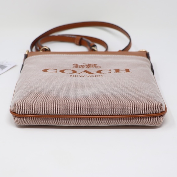 New Coach Kitt Horse and Carriage Jacquard and Leather Crossbody Bag Amber - Picture 10 of 13